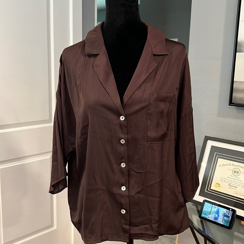 Satin button down blouse